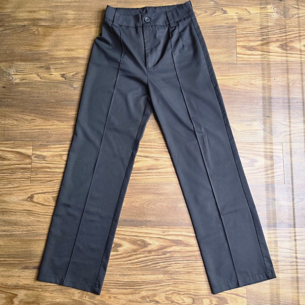 SHEIN Womens Black High Waisted Straight Leg Seam Front Trousers Size S